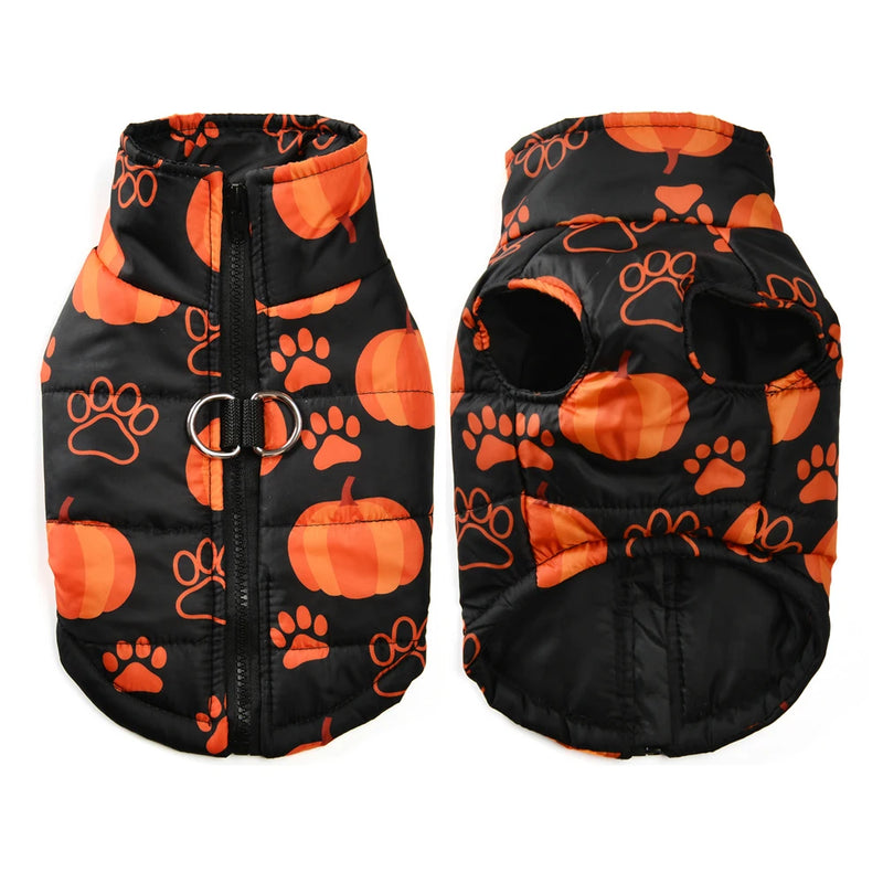 Halloween Pet Dog Costume Winter Warm Clothes For Small Medium Dogs Cat Funny Pumpkin Print Jacket Puppy Vest Coat Festival Gift