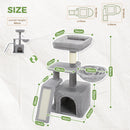 Cat tree Cat Tower for Indoor Cats 2 Styles Cat Activity Tree with Cat Scratching Posts Big Hammock and Removable Top Perch Grey