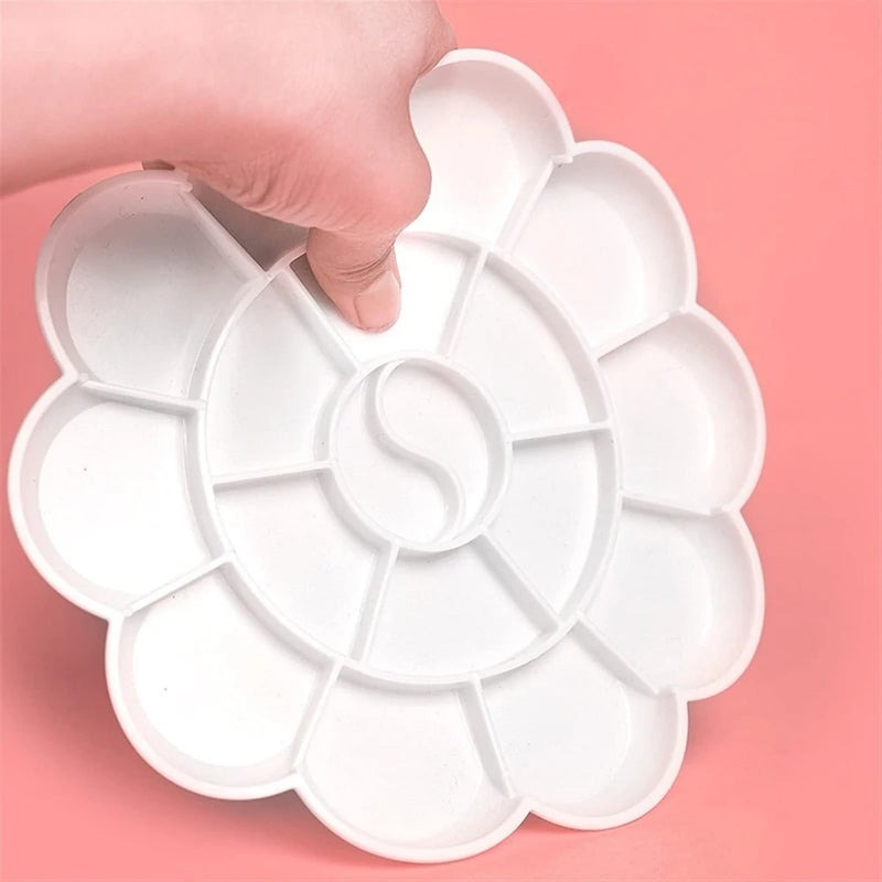 1/6pcs Painting Palette, 18 Wells Plastic Paint Tray Pallet Reusable Flower Paint Palette for Artists Acrylic Watercolor Oil