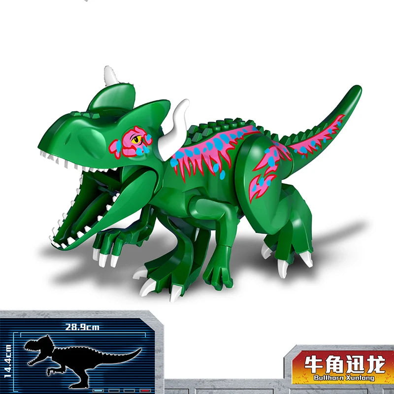 Jurassic Dinosaur Park Dinos World Building Blocks Animals Tyrannosaurus Rex Indominus I-Rex Blue Figures Triceratops Toys