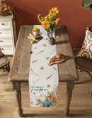 Fall Pumpkin Maple Leaf Wheat Linen Table Runner Party Decor Autumn Harvest Kitchen Dining Table Runner Thanksgiving Decorations