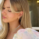 1PC Stainless Steel Zircon Flower Chain Pendant Earrings Korean Long Tassel Piercing Earrings For Women Wedding Jewelry Gift