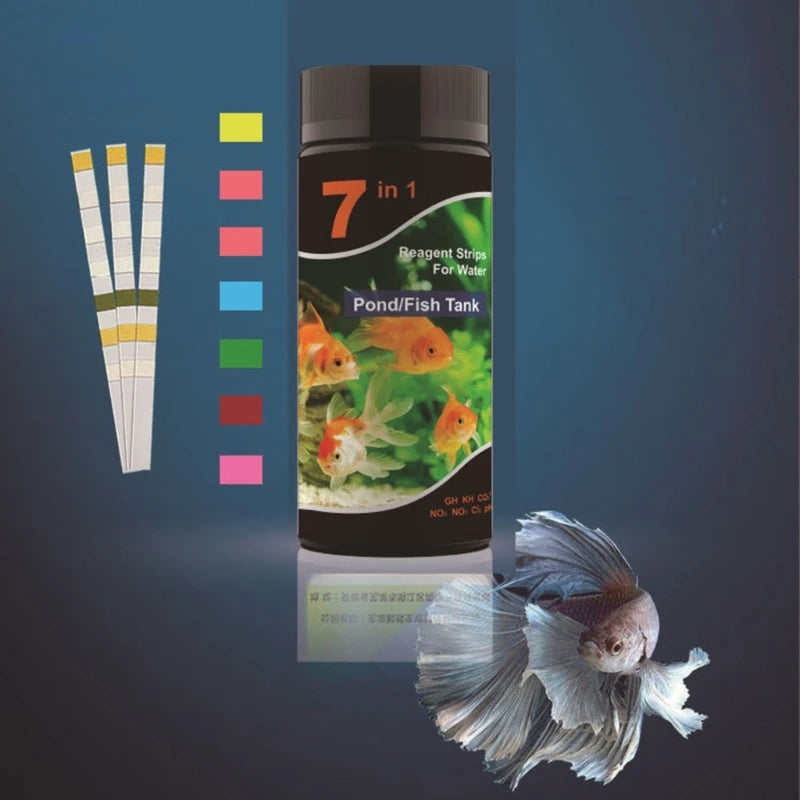 50/100PCS 7 in 1 Aquarium Test Strips Fish Tank Test Set Freshwater Saltwater Aquarium Water Test to Detect PH Quality