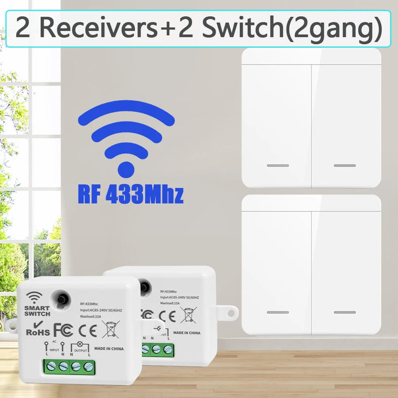 Wireless Light Wall Switch RF 433Mhz Remote Control 1/2/3Gang Interruptor Smart Lighting Switch For Lamp LED 10A 110V 220V