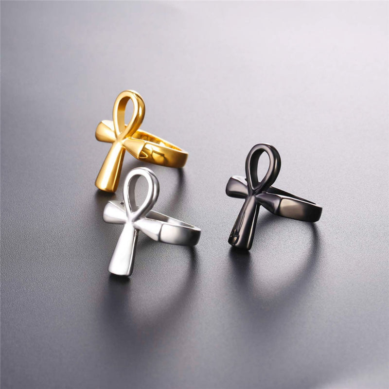 U7 Ankh Ring for Women Men Egyptian Cross Key of Life Faith Charms Stainless Steel Finger  Jewelry Egypt  Couple