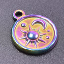 5pcs Stainless Steel Round Moon Sun Charm Pendant for Jewelry Making Supplies DIY Necklace Bracelat Earrings Pendant Accessories