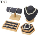 Bamboo and Wood with Microfiber Cloth Jewelry Display Stand Necklace Ring Display Stand Bracelet Earrings Display Jewelry Stand