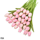12pcs Artificial Tulip Latex Real Touch For DIY Bouquets Wedding Party Mother's Day Easter Spring Home Dining Decoration