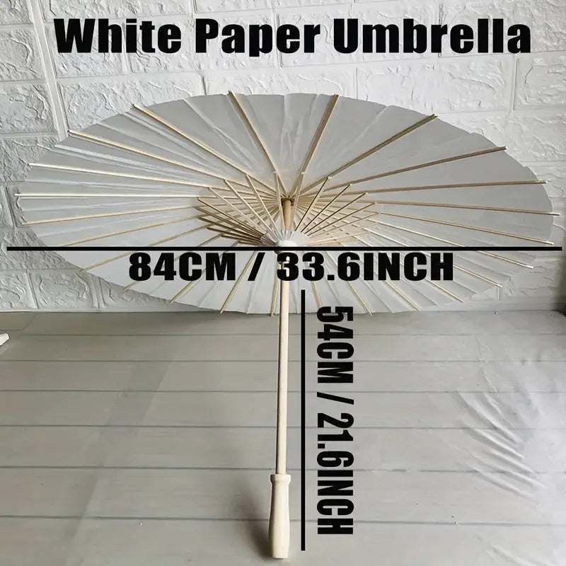 10/20/30PCS Paper Parasol 60/80cm Chinese Paper Umbrellas White Umbrella Photography Props for Baby Shower Party Wedding Rustic