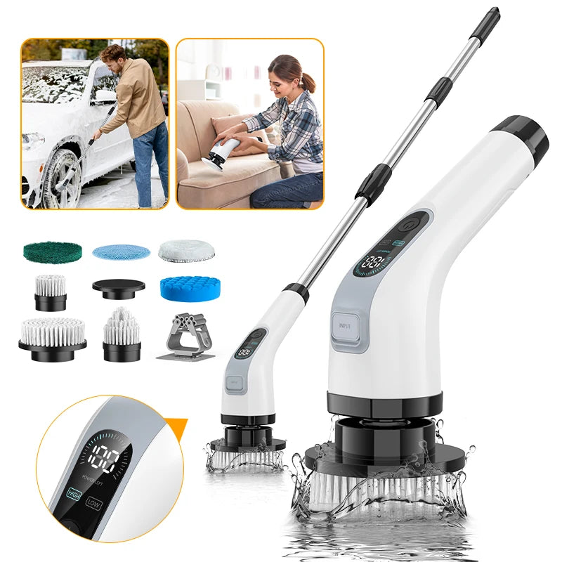 Electric Cleaning Brush Cordless Handheld Shower Scrubber Spin Cleaner Multifunctional Cleaner with 7PCS Heads Bathroom Kitchen