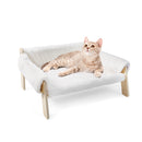 Large Cat Bed Sturdy Wooden Leg Raised Plush Cat Sofa Bed Kitten Bed for Indoor Cats - Soft Cat Couch