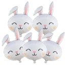 5pcs Easter Cute Rabbit Balloons White Bunny Shaped Balloons Happy Easter Foil Balloons for Easter Party Decors Kids Birthday