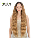 BELLA Lace Wigs Synthetic Deep Wave Curly Synthetic Lace Front Wig Blonde Wig Pink 30 Inch Hair Wigs For Black Women Cosplay
