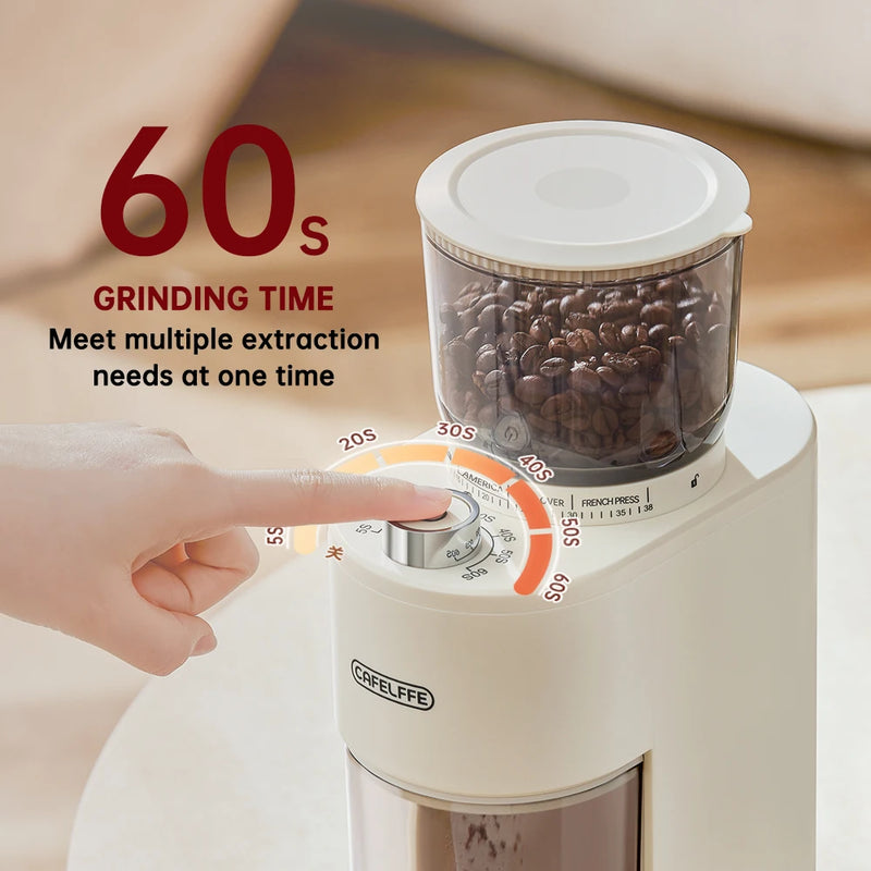 Cafelffe Anti-static Coffee Grinder Adjustable Burr Mill with 38 Grind Settings Electric Coffee Bean Grinder for Espresso,220V