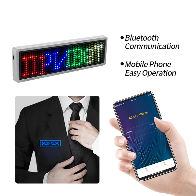 12*48 pixel Bluetooth LED badge programmable scrolling message mini LED display DIY LED name sign board