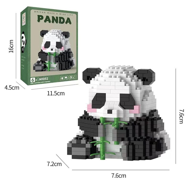 Creative Chinese Giant Panda Building Blocks Flowers Cute Puzzle Assembled Children’s Birthday Gift Casual Assembled Toy