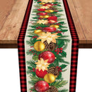 Christmas Poinsettia Pine Needles Linen Table Runner Dresser Scarf Decor Winter Xmas Kitchen Table Runner Christmas Decorations