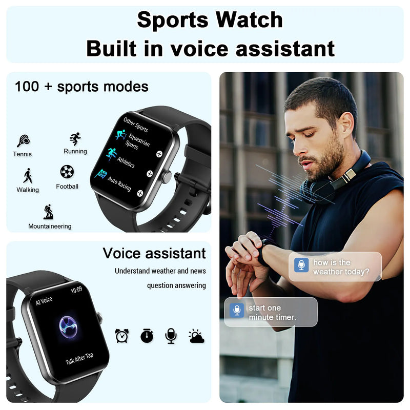 Baolubao 2024 NEW Smart Watch 1.85 inch Full Touch Voice Assistant Fitness Tracker Bluetooth Answer/Dial Weather, Christmas Gift