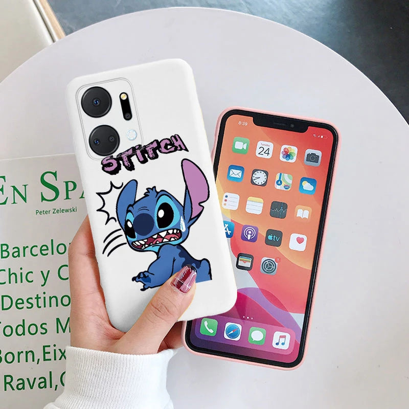 For Honor X7a Stitch Baby Cute Happy Angel Phone Case Soft Silicone Shockproof Cover Couple Lilo Stitch Capa For Honor X7 a Bags