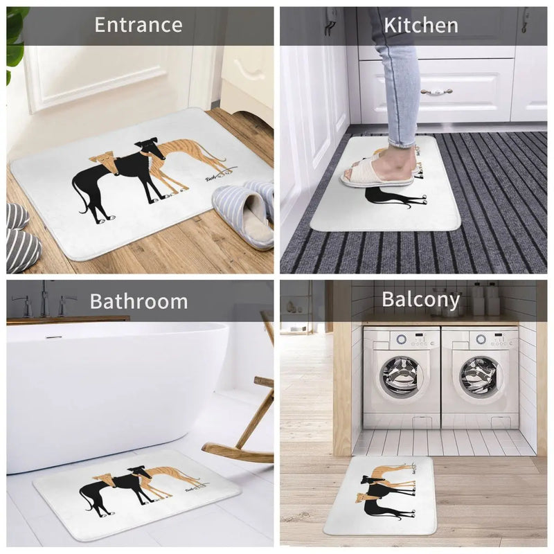 Greyhound Dog Bath Mat Head Rest Brindle Hound Doormat Kitchen Carpet Entrance Door Rug Home Decor