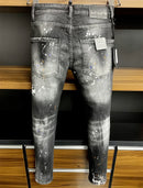 ICON BRAND dsq2 Men Jeans Denim Pants Hole Slim Pencil Trousers Metal Buttons Party Classics Fashionable Black D2 jeans