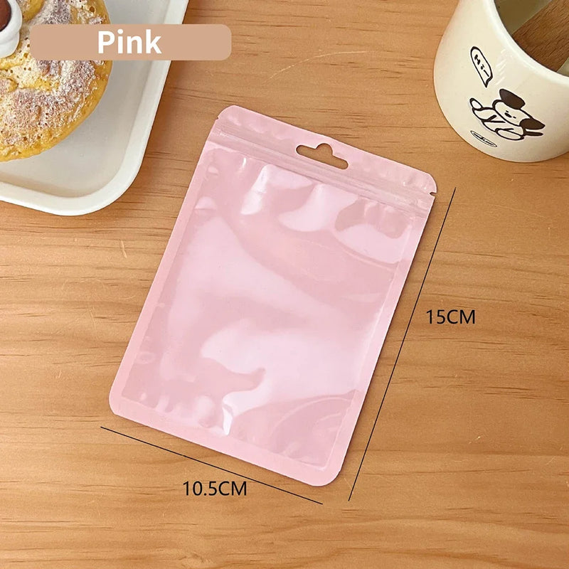 10Pcs Macaron Color Transparent Self-sealing Bags Jewelry Cosmetic Packaging Bags Plastic Sealing Organizer Bag