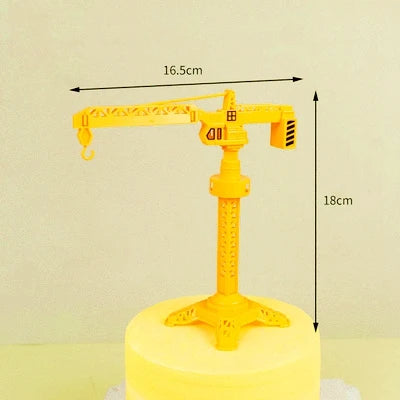 Excavator Crane Tractor Birthday Cake Topper Construction Party Cake Decor Kids Boy 1st Baby Shower One Year Happy Birthday Cake