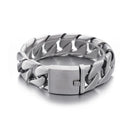 Fongten Cuban Chain Bracelet For Men Shiny Matte Stainless Steel Heavy Male Bracelets Bangle Silver Color Curb Jewelry
