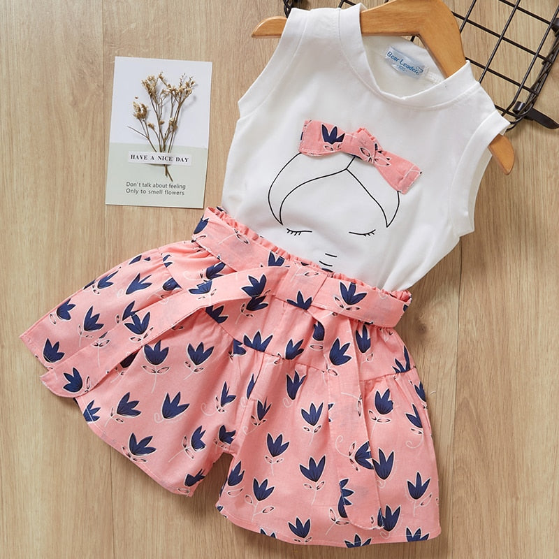 Bear Leader Girls Clothing 2023 New Summer Kids Sleeveless Vest and Skirt 2PCS Children Clothing Cute Outfit Soft Clothes 3 7Y