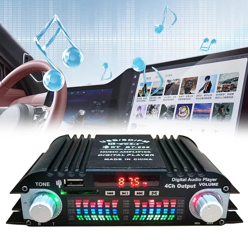 1600W Peak Power HiFi Sound Amplifier Remote Control Bluetooth-Compatible 4 Channel HiFi Stereo AMP Mini HIFI Digital Stereo Amp