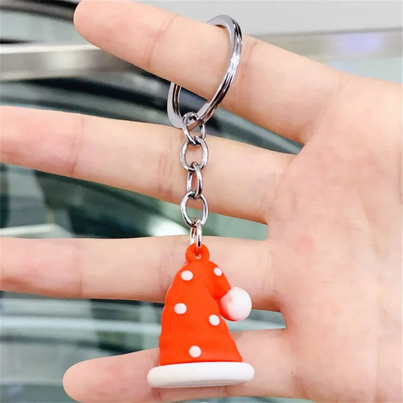 Santa Claus Couple Keychain Cute Cartoon Christmas Car Accessories Backpack Bag Phone Hanger Creative Gift Holiday Decoration