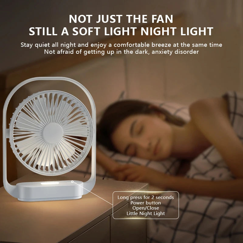 LK006 Desktop Small Fan with Battery Multi-function Utra-quiet Night Light Office Home Portable Summer Outdoor Portable Electri