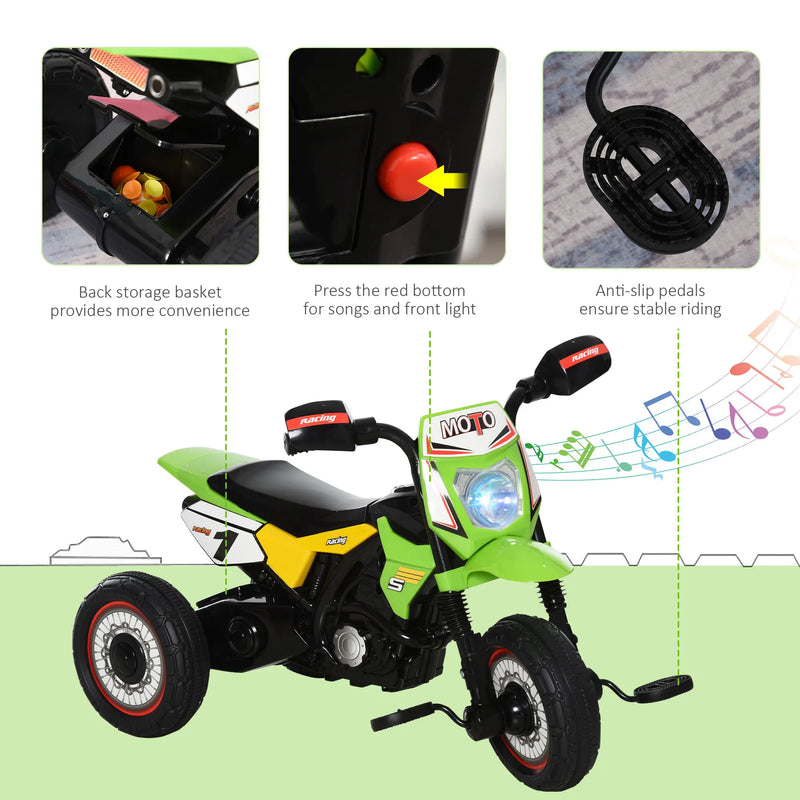 HOMCOM Toddler Pedal Tricycle Ride-On Learning Music Lights 18-36 Months