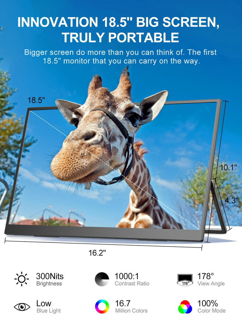 UPERFECT 18.5 Inch Monitor 120HZ FHD HDR IPS Laptop Computer Gaming Display HDMI USB C External Screen With Dual Speakers VESA