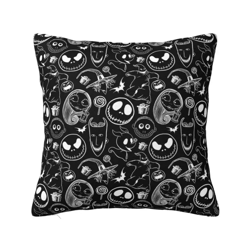 Custom Halloween Skull Jack Sally Throw Pillow Case Home Decor Nightmare Before Christmas Movie Cushion Cover Square Pillowcase