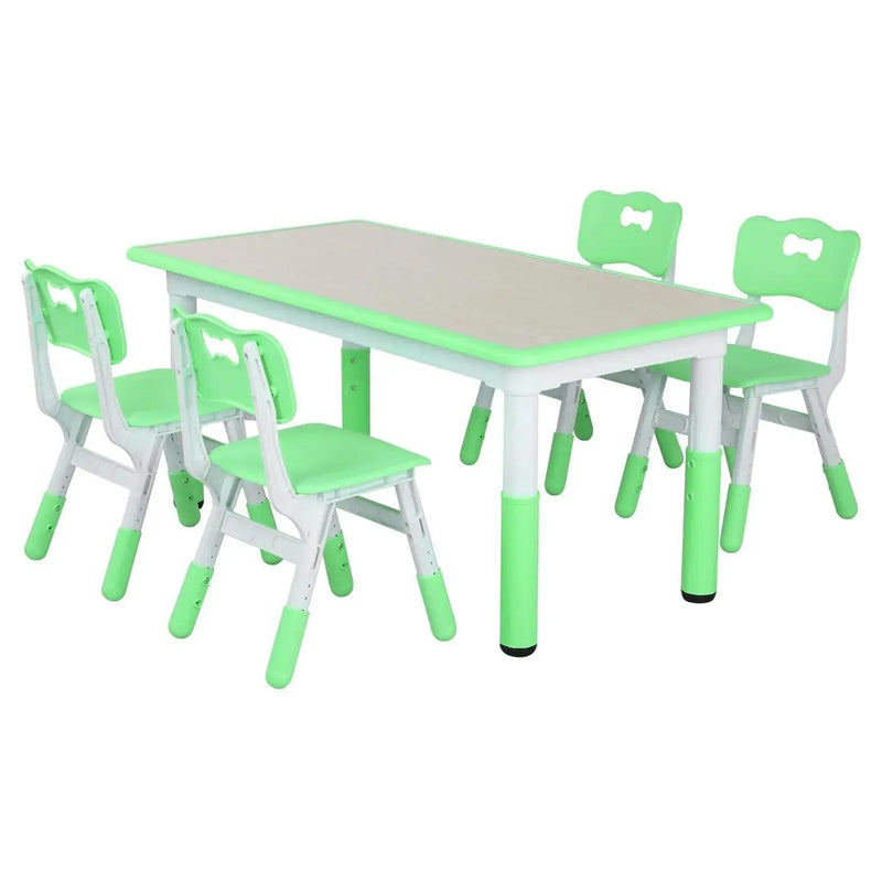 Kids Table and 4 Chairs Set, Height Adjustable Toddler Table and Chair Set, Graffiti Desktop, Non-Slip Legs, Children Multi-Acti