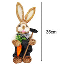 Cute Straw Rabbits Bunny Standing Decorations w/Carrots for Easter Party Home Garden Wedding Ornament Photo Props Crafts