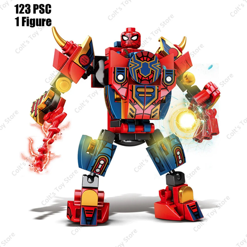 New Superhero Spider Man Venom Chariot Mech Deformation Building Blocks Kits Classic Movie Bricks Model Children's Toy Boy Gifts