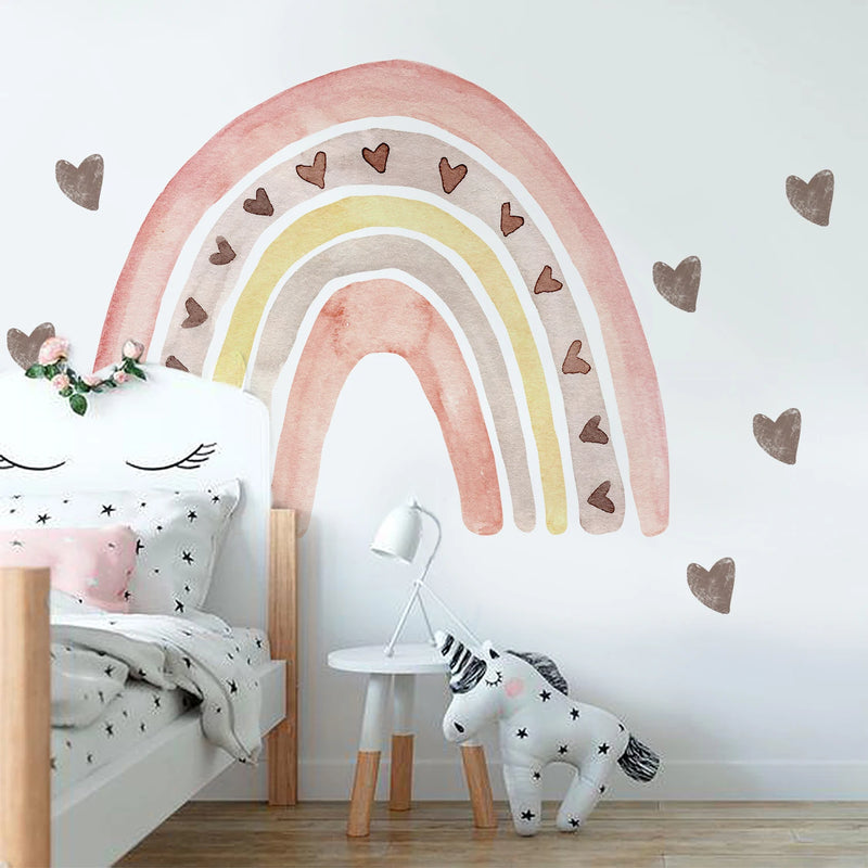 Large Love Rainbow Wall Stickers Classical Pattern PVC Decals Eco-friendly Sticker for Nursery Kids room Girls Bedroom Decor