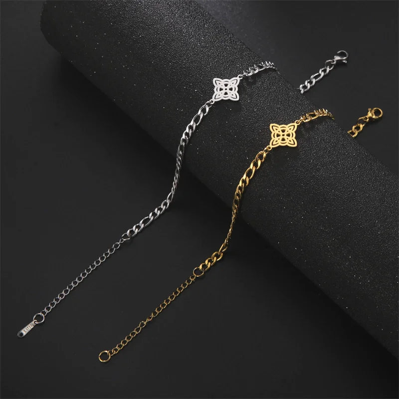 Witch Knot Charm Bracelet for Women Men Stainless Steel Chain Bracelets Witchcraft Amulet Paganism Jewelry Mothers Day Gift