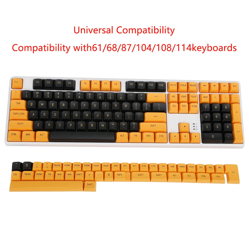 149 Key PBT Double-shot Black Yellow CSA Profile Keycaps DIY English Key Cap for MX Switches Mechanical Gaming Keyboard