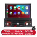 1 din Car Radio Android Carplay Auto Universal 7" IPS Retractable Screen gps Navigation 1Din Android 12 Multimedia Video Player