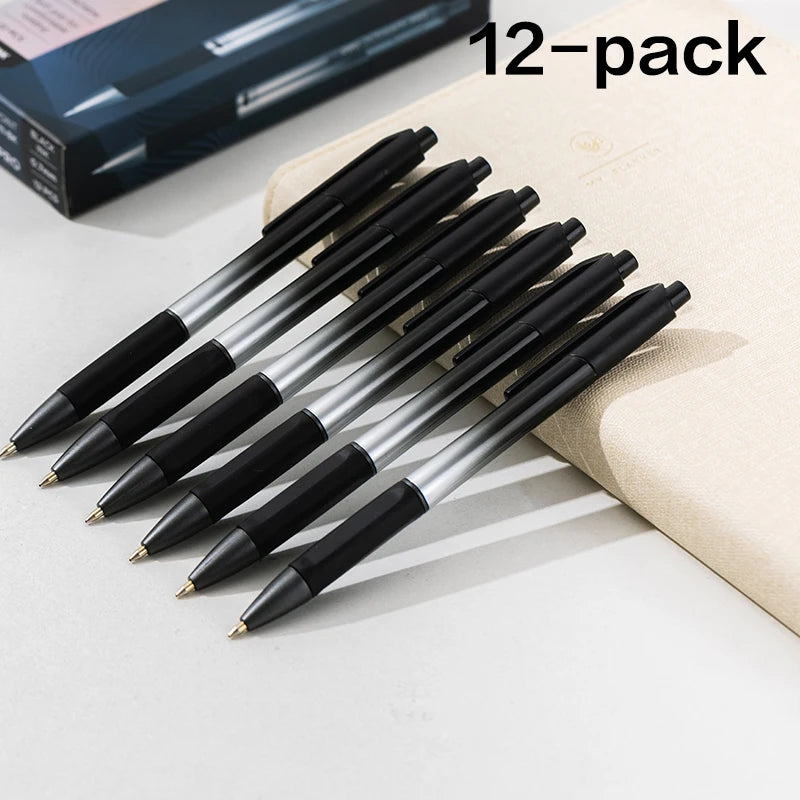 Deli Smooth Ballpoint Pen Low Viscosity Ink Refill Signing 0.7mm Black Blue Office School Writing Tool Stationery Ball Pen 12pcs