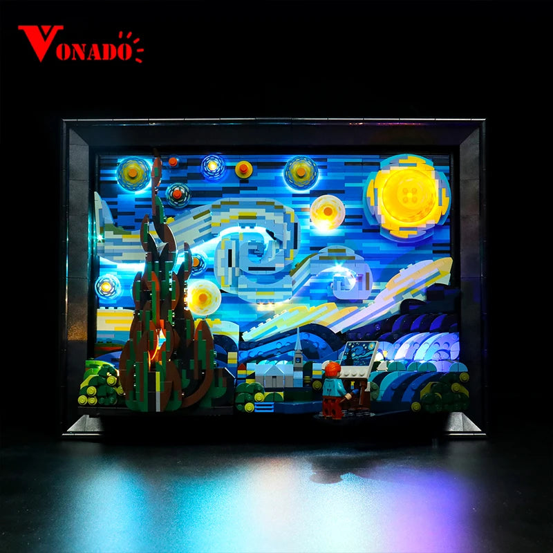 Building Blocks Light For 21333 Ideas The Starry Night Vincent Van Gogh(NOT Include the Model) LED Lighting Accessories  DIY Toy
