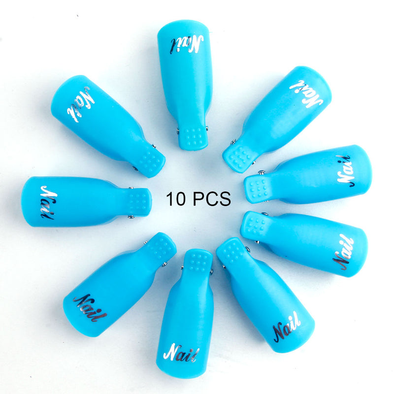 10PCS Plastic Nail Art Soaker Off Caps Clip UV Gel Polish Remover Wrap Tool Nail Art Tips Tools for Fingers Nail Polish Remover