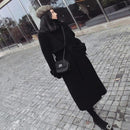 Fall/Winter 2023 Black Woolen Coat Women's Fashion Coat Loose Belt Temperament Is Thin Casual Wool Coat Trench Office Lady Long