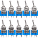 10Pcs DIY Toggle Switch ON-OFF-ON  3Pin 3 Position Latching MTS-103  AC 125V/6A 250V/3A Power Button Switch Car