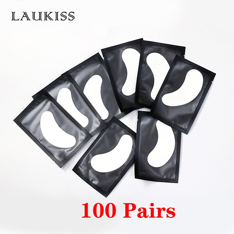 25/50/100Pairs Eye Patches Under Eyelash Pads for Building Hydrogel Paper Patches Pink Lint Free Stickers for False Eyelashes