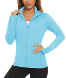TACVASEN Full Zip UPF 50+ Sun Protection Summer Jackets Womens Long Sleeve Shirts Casual Jackets W/ Zipper Pockets Tops Outdoor