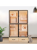 Solid Wood Cat Villa Cat Cage Super Large Luxury Cat Litter Cat Cabinet Display Cabinet Double Three-layer Cat Climbing Frame